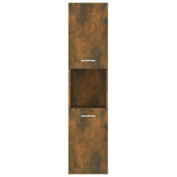 Berkfield Bathroom Cabinet Smoked Oak 30X30X130 Cm Engineered Wood - thumbnail 7