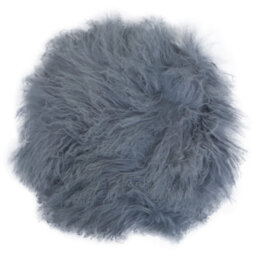 Orsina Bosie Mongolian Fur Grey Round Cushion - thumbnail 1