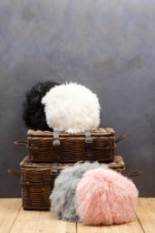 Orsina Bosie Mongolian Fur Grey Round Cushion - thumbnail 3