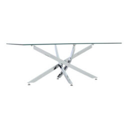 Living And Home Modern And Futuristic Clear Glass Top Coffee Table With Chrome Legs 1200X600mm - thumbnail 2