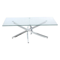 Living And Home Modern And Futuristic Clear Glass Top Coffee Table With Chrome Legs 1200X600mm - thumbnail 5
