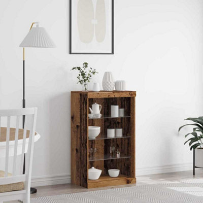Berkfield Sideboard With Led Lights Old Wood 60,5X37X100 Cm - image 1