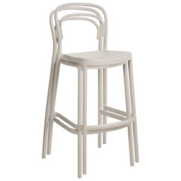 Wyld And Coco Beige Plastic Bar Chairs Set Of 2 - Weatherproof Polypropylene, Matt Finish, Bar Height. - thumbnail 7