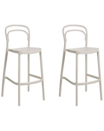Wyld And Coco Beige Plastic Bar Chairs Set Of 2 - Weatherproof Polypropylene, Matt Finish, Bar Height. - thumbnail 3