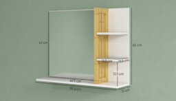 Modern Wall Mounted Bathroom Mirror With 4 Open Storage Shelves  Bathroom Organizer Mirror Unit - thumbnail 2