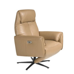 Angel Cerda Elegant Leather Swivel Relax Armchair For Modern Living Spaces - thumbnail 1