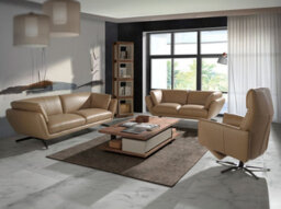 Angel Cerda Elegant Leather Swivel Relax Armchair For Modern Living Spaces - thumbnail 3