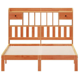 Berkfield Bookcase Bed Without Mattress Wax Brown 140X190Cm Solid Wood Pine - thumbnail 4