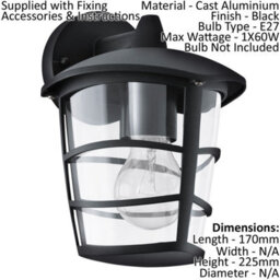 Modern Ip44 Outdoor Wall Light In Black - Stylish Lantern For Porches And Gardens - thumbnail 2