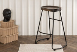 Ozark Bar Chair 2-Pack -Pine Barstool With Blacklegs-D41Xw48Xh74Cm,seat Height 74Cm - thumbnail 1