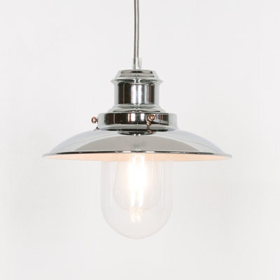 Contemporary Hanging Fisherman Lantern Style Pendant Chrome Finish Ceiling Light - image 1