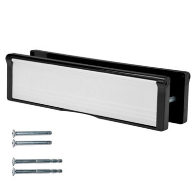 Keypak 10 Inch (27Cm) Door Letterbox - Fits 40-80mm Doors, Telescopic Sleeved Letter Box, Black/satin Anodised Aluminium - image 1