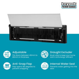 Keypak 10 Inch (27Cm) Door Letterbox - Fits 40-80mm Doors, Telescopic Sleeved Letter Box, Black/satin Anodised Aluminium - thumbnail 2