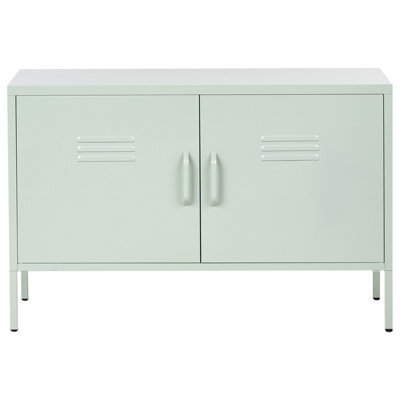 Wyld And Coco Mintgreen Pro 2 Door Sideboard - Industrial Steel Home Office Storage, Matte Mint, W100 X D40 X H65Cm - image 1