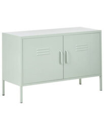 Wyld And Coco Mintgreen Pro 2 Door Sideboard - Industrial Steel Home Office Storage, Matte Mint, W100 X D40 X H65Cm - thumbnail 3