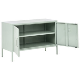 Wyld And Coco Mintgreen Pro 2 Door Sideboard - Industrial Steel Home Office Storage, Matte Mint, W100 X D40 X H65Cm - thumbnail 5