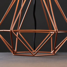 Valuelights Angus Modern Copper Metal Basket Cage Bed Side Table Lamp With Black Fabric Shade With Led Golfball Bulb In Warm White - thumbnail 6