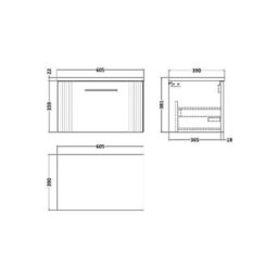 Nuie 600 W/h Single Drawer Vanity & Laminate Top - thumbnail 3