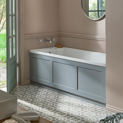 Homestylestore 1700 X 750mm Bathroom Single Ended Standard Bath With Light Grey Side Panel - image 1