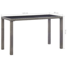 Berkfield Garden Table Anthracite 123X60X74 Cm Poly Rattan - thumbnail 5