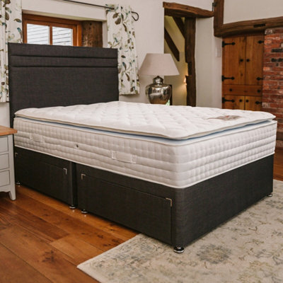 Divan Base Direct Sophia Briar-Rose Nova 1000 Pocket Sprung  Cushioned Pillow Top Memory Foam Bed Set 4Ft Small Double 4 Drawers - Naples Slate - image 1