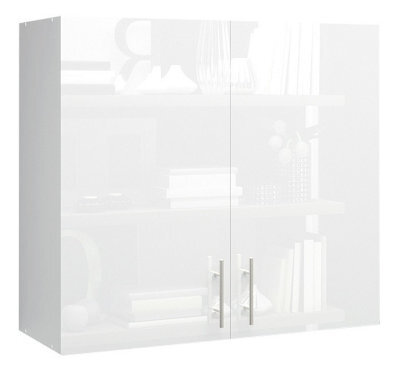 Jd Greta Kitchen Wall Unit 800mm Storage Cabinet With Doors And Shelf 80Cm - White Gloss - image 1