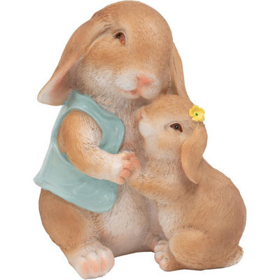 Pelle & Sol Mother And Child Rabbit Statue Garden Ornaments - Resin Outdoor Indoor Garden Decor - 170 X 120 X 200 mm - image 1