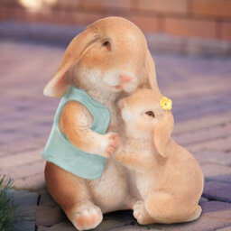 Pelle & Sol Mother And Child Rabbit Statue Garden Ornaments - Resin Outdoor Indoor Garden Decor -  170 X 120 X 200 mm - thumbnail 3