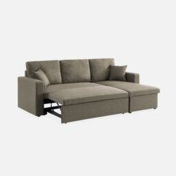 Sweeek - 3-Seater Reversible Corner Sofa Bed With Storage Ida Taupe Grey 219X84X68 Cm - thumbnail 8