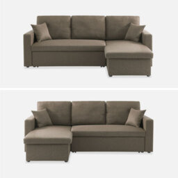 Sweeek - 3-Seater Reversible Corner Sofa Bed With Storage Ida Taupe Grey 219X84X68 Cm - thumbnail 6