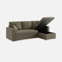 Sweeek - 3-Seater Reversible Corner Sofa Bed With Storage Ida Taupe Grey 219X84X68 Cm - thumbnail 7