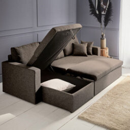 Sweeek - 3-Seater Reversible Corner Sofa Bed With Storage Ida Taupe Grey 219X84X68 Cm - thumbnail 5