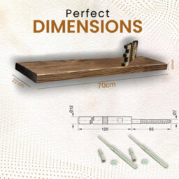 Mkgt Handmade Solid Wood Floating Shelf With Hidden Brackets 45mm Thick Wall Shelf (Walnut, 70Cm) - thumbnail 2
