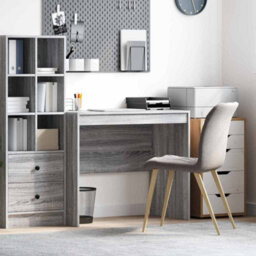 Berkfield Grey Writing Desk Grey Sonoma Engineered Wood 90 X 50 X 76 Cm