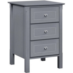 Dark Gray 3-Drawer Wooden Side Table With Metal Knobs And Sturdy Structure For Bedroom - thumbnail 1