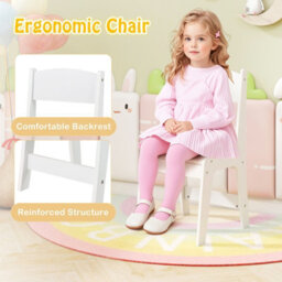 Costway Kid's Art Table & Chair Set With 4 Paint Cups & 2 Storage Shelves White - thumbnail 7