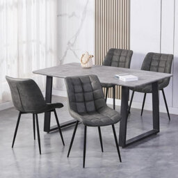 MCC Direct Set Of 2 Grey Suede Effect Dining Chairs Plush Padded Upholstered Accent Chair - Alba By Mcc - thumbnail 1