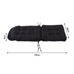 Thehotsale Pp Cotton Black Chair Cushion Waterproof Swing Patio Seat Pads With Ties 110Cm L X 48Cm W, 8Cm (T) - thumbnail 7