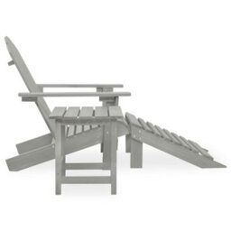 Walplus Garden Adirondack Chair With Ottoman&table Solid Fir Wood Grey - thumbnail 3