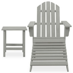 Walplus Garden Adirondack Chair With Ottoman&table Solid Fir Wood Grey - thumbnail 2