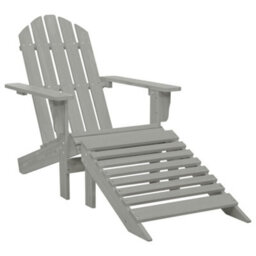 Walplus Garden Adirondack Chair With Ottoman&table Solid Fir Wood Grey - thumbnail 5