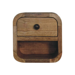 Artisan Furniture Solid Wood Extra Mini Curved Oak-Ish Bedside With Open Slot - thumbnail 1
