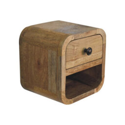 Artisan Furniture Solid Wood Extra Mini Curved Oak-Ish Bedside With Open Slot - thumbnail 4