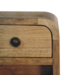 Artisan Furniture Solid Wood Extra Mini Curved Oak-Ish Bedside With Open Slot - thumbnail 5