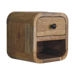 Artisan Furniture Solid Wood Extra Mini Curved Oak-Ish Bedside With Open Slot - thumbnail 2