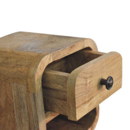 Artisan Furniture Solid Wood Extra Mini Curved Oak-Ish Bedside With Open Slot - thumbnail 6