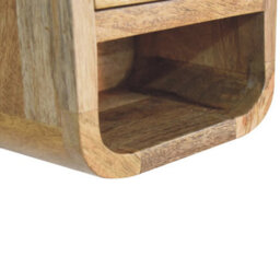 Artisan Furniture Solid Wood Extra Mini Curved Oak-Ish Bedside With Open Slot - thumbnail 7