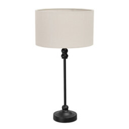 Valuelights Maggie Black Metal Candlestick Table Lamp With White Fabric Drum Shade And Led Bulb - thumbnail 2