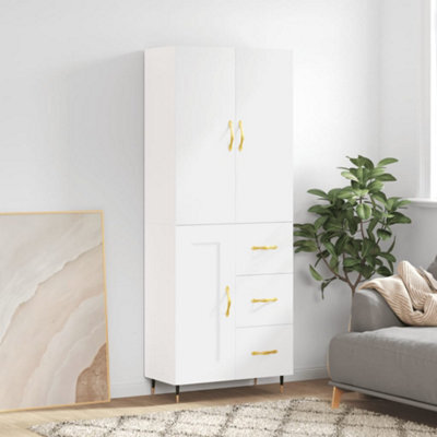Berkfield Highboard White 69.5X34X180 Cm Engineered Wood - image 1