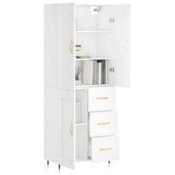 Berkfield Highboard White 69.5X34X180 Cm Engineered Wood - thumbnail 3